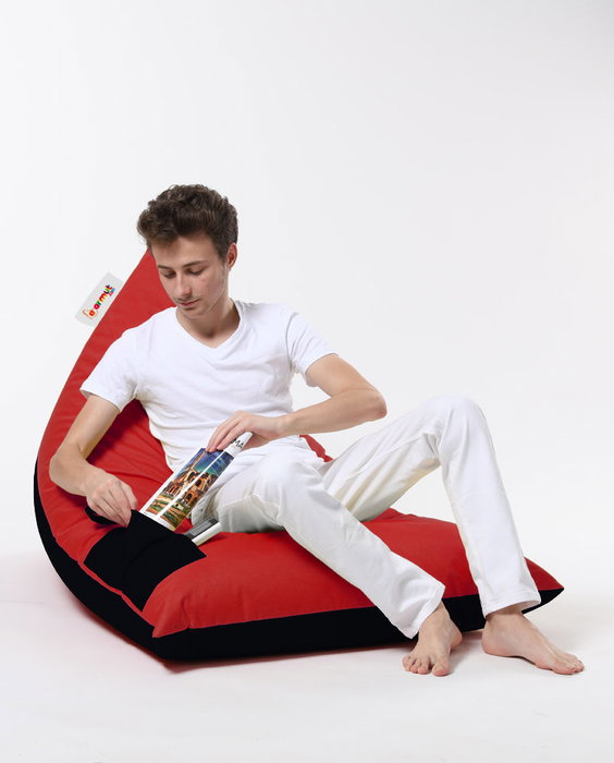 Atelier Del Sofa Puff de Jardín Grande Doble Color, Rojo y Negro, 145x90x35 cm, 100% Poliéster Impermeable, Ecológico