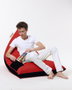 Atelier Del Sofa Puff de Jardín Grande Doble Color, Rojo y Negro, 145x90x35 cm, 100% Poliéster Impermeable, Ecológico