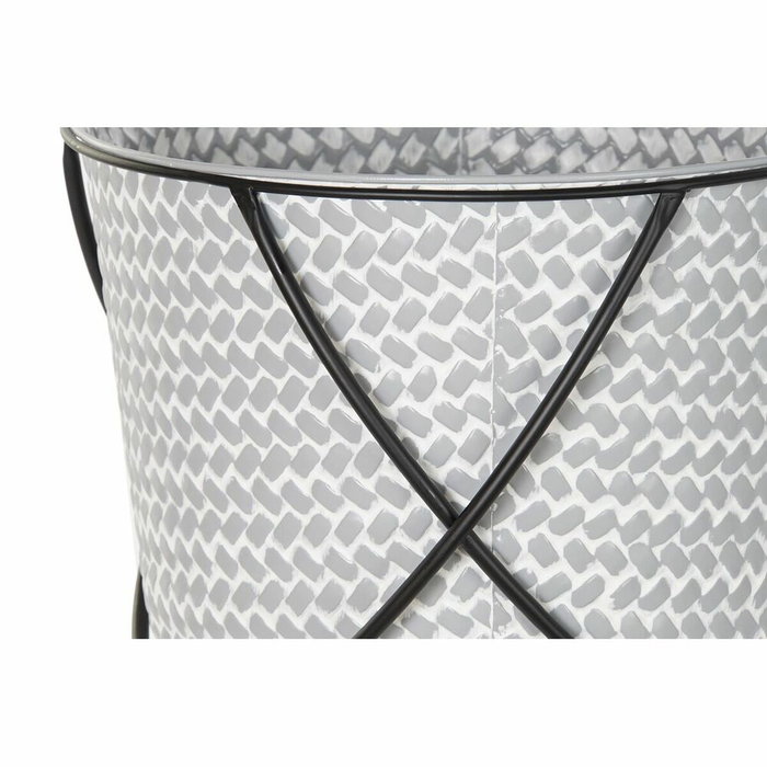 DKD Home Decor Set de 2 Maceteros de Metal y Hierro Gris 37x37x82 cm