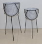 DKD Home Decor Set de 2 Maceteros de Metal y Hierro Gris 37x37x82 cm