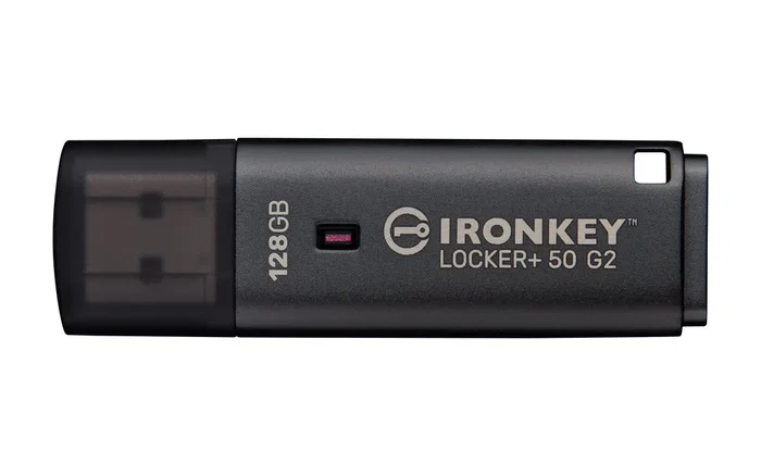 Kingston IronKey Locker+ 50 G2 LP50G2 - Unidad Flash USB Segura 128GB USB 3.2 Gen 1 con Cifrado AES 256-bit FIPS 197, Protección BadUSB y Multi-Contraseña, Negro