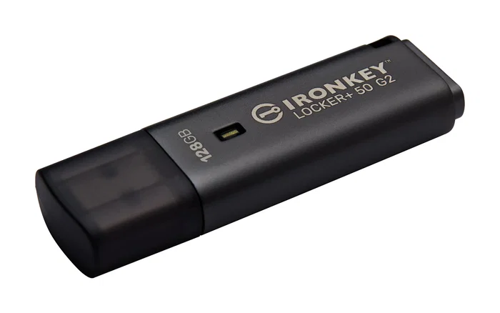Kingston IronKey Locker+ 50 G2 LP50G2 - Unidad Flash USB Segura 128GB USB 3.2 Gen 1 con Cifrado AES 256-bit FIPS 197, Protección BadUSB y Multi-Contraseña, Negro