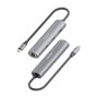AISENS Dock USB-C a Ethernet Gigabit + Hub 2xUSB-C + 1xUSB-A, Gris, 15cm