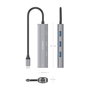 AISENS Dock USB-C a Ethernet Gigabit + Hub 2xUSB-C + 1xUSB-A, Gris, 15cm