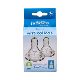 DR. BROWN'S Tetina Options B/Estre Sili Redon Cere Ny +9M 2U - Tetina de Silicona Redondeada para Bebés +9 Meses, 2 Unidades