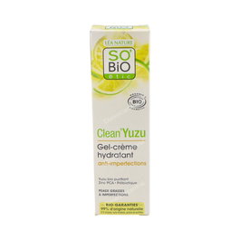 So'Bio Étic Crema Gel Hidratante Clean Yuzu Anti-Imperfecciones 50 ml - Para Piel Grasa y Mixta, Reduce Granos y Puntos Negros, Textura Fresca No Grasa