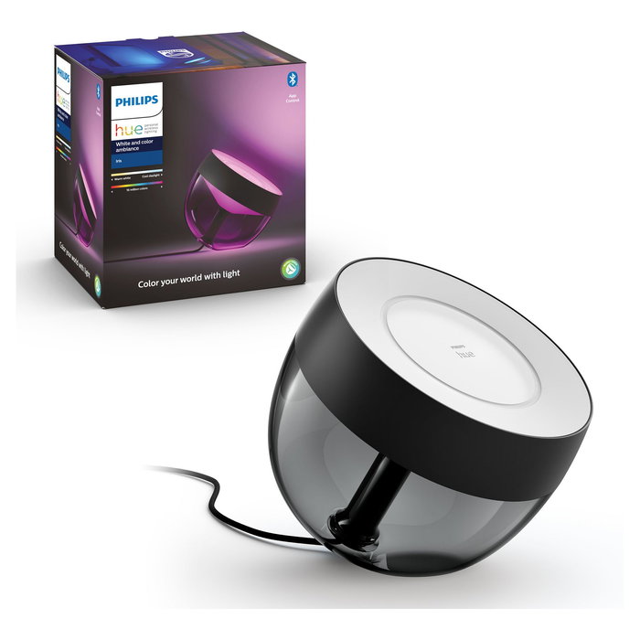 Philips Hue White & Color Ambiance Iris Lámpara de Mesa Inteligente Negro, Bluetooth/Zigbee, Luz Blanca y de Color 570lm, Compatible con Alexa, Google Assistant y Apple HomeKit