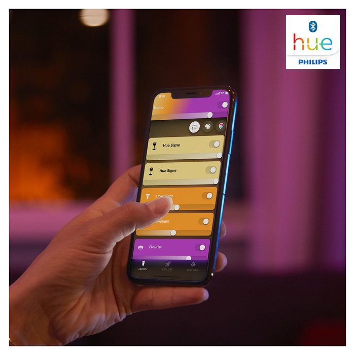Philips Hue White & Color Ambiance Iris Lámpara de Mesa Inteligente Negro, Bluetooth/Zigbee, Luz Blanca y de Color 570lm, Compatible con Alexa, Google Assistant y Apple HomeKit