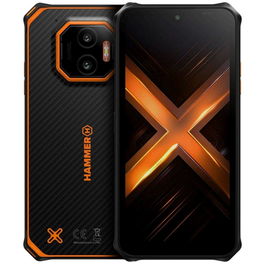 HAMMER Energy X2 Smartphone Rugerizado IP69 MIL-STD-810H 6.1" Android 15, 6 GB RAM, 128 GB, Triple Cámara 50 MP, Batería 5000 mAh, Negro-Naranja