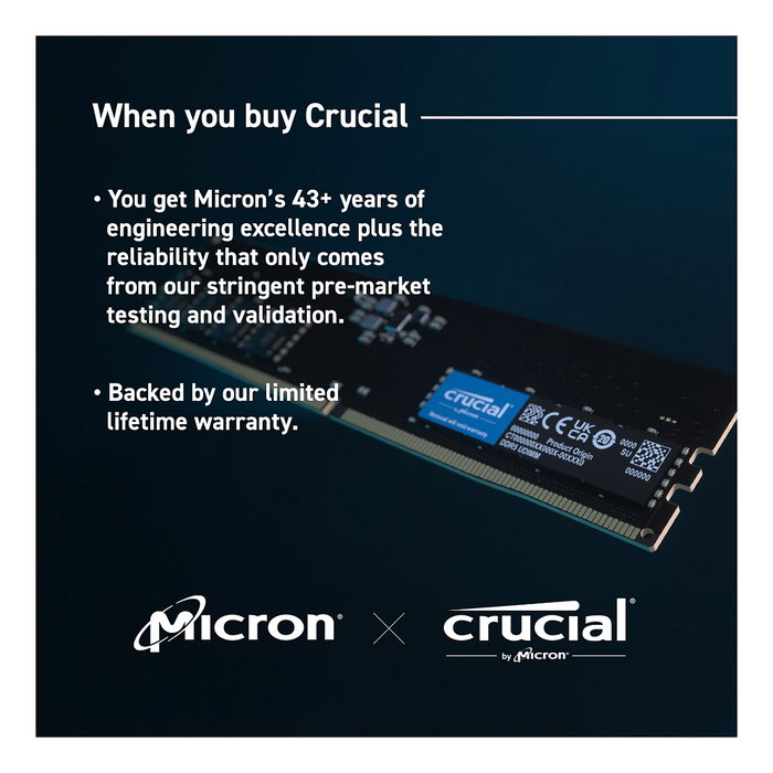 Crucial CT2K16G56C46U5 Kit de Memoria RAM DDR5 32GB (2x16GB) 5600MHz UDIMM CL46 para PC Crucial CT2K16G56C46U5 Kit de Memoria RAM DDR5 32GB (2x16GB) 5600MHz UDIMM CL46 para PC