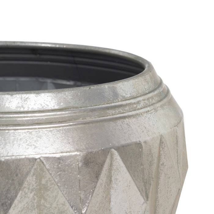 Macetero Plata Metal Decoración 37,50 X 37,50 X 25,50 cm