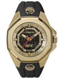 Timex TW2V86500 con caja dorada y correa negra