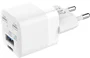 Vision TC-PUSBEU/30 Cargador de Pared Doble Puertos USB-C y USB-A 30W/18W con Carga Rápida Quick Charge 3.0 para Smartphone, Tableta y Portátil - Blanco