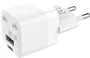 Vision TC-PUSBEU/30 Cargador de Pared Doble Puertos USB-C y USB-A 30W/18W con Carga Rápida Quick Charge 3.0 para Smartphone, Tableta y Portátil - Blanco