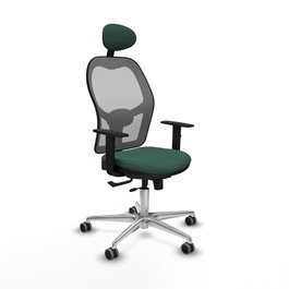PIQUERAS Y CRESPO Silla de oficina Jorquera con mecanismo Sincro/Traslack, Verde botella y Gris