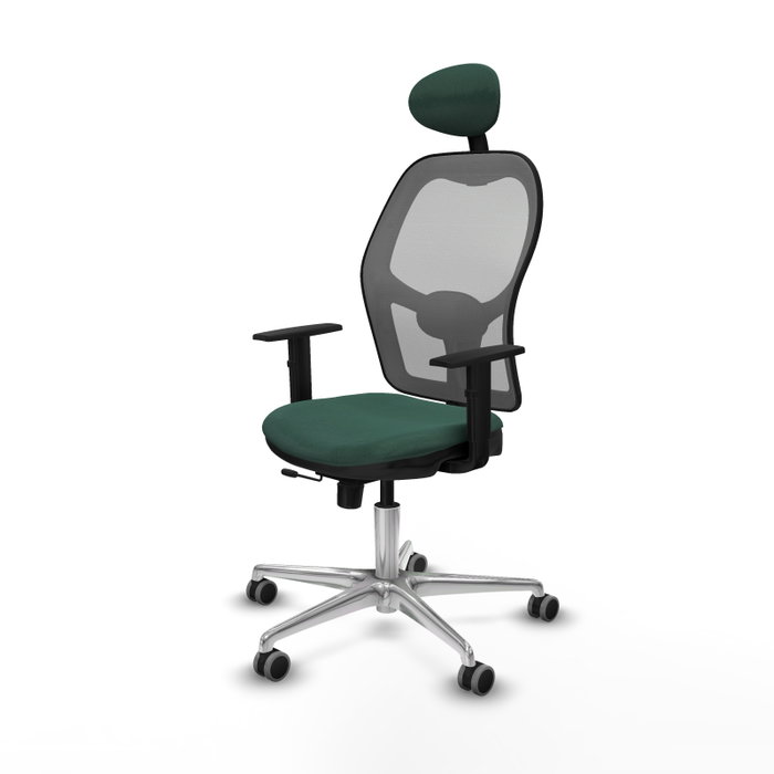 PIQUERAS Y CRESPO Silla de oficina Jorquera con mecanismo Sincro/Traslack, Verde botella y Gris