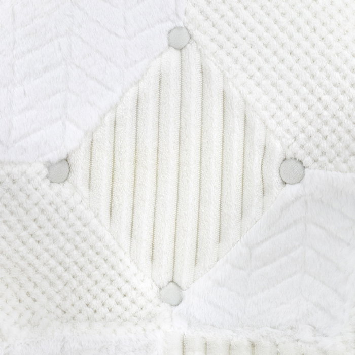 Home Deco Factory Silla Butaca Patchwork Blanca Tapizado Natural, Estructura de PP y Patas de Haya, Soporta 110 kg, 64x59.5x85.4 cm