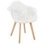 Home Deco Factory Silla Butaca Patchwork Blanca Tapizado Natural, Estructura de PP y Patas de Haya, Soporta 110 kg, 64x59.5x85.4 cm
