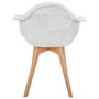 Home Deco Factory Silla Butaca Patchwork Blanca Tapizado Natural, Estructura de PP y Patas de Haya, Soporta 110 kg, 64x59.5x85.4 cm