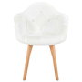 Home Deco Factory Silla Butaca Patchwork Blanca Tapizado Natural, Estructura de PP y Patas de Haya, Soporta 110 kg, 64x59.5x85.4 cm