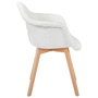 Home Deco Factory Silla Butaca Patchwork Blanca Tapizado Natural, Estructura de PP y Patas de Haya, Soporta 110 kg, 64x59.5x85.4 cm