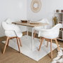 Home Deco Factory Silla Butaca Patchwork Blanca Tapizado Natural, Estructura de PP y Patas de Haya, Soporta 110 kg, 64x59.5x85.4 cm