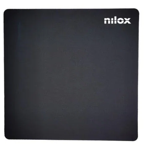 Nilox Alfombrilla para Ratón NXMP011 Negro, Superficie Suave de Tela y Base Antideslizante de Goma, Tamaño Compacto 240x240x2mm, Ideal para Precisión y Control