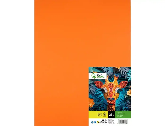 Liderpapel Cartulina Naranja 50x65 cm 240g/m2 Paquete de 25 Hojas
