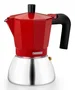 Monix M863106 Cafetera Italiana Manual de Acero Inoxidable y Aluminio, Apta para Inducción, 6 Tazas / 0.37L, Color Rojo