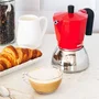 Monix Cafetera Italiana Induction Inox M863106, 6 Tazas, Rojo