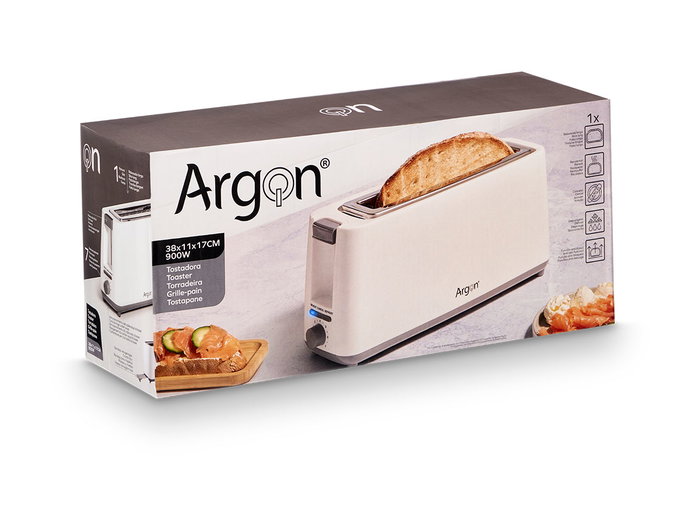 Argon Tostadora Simple Larga Blanco Mate 900W 38x17x11 cm (Set de 6)