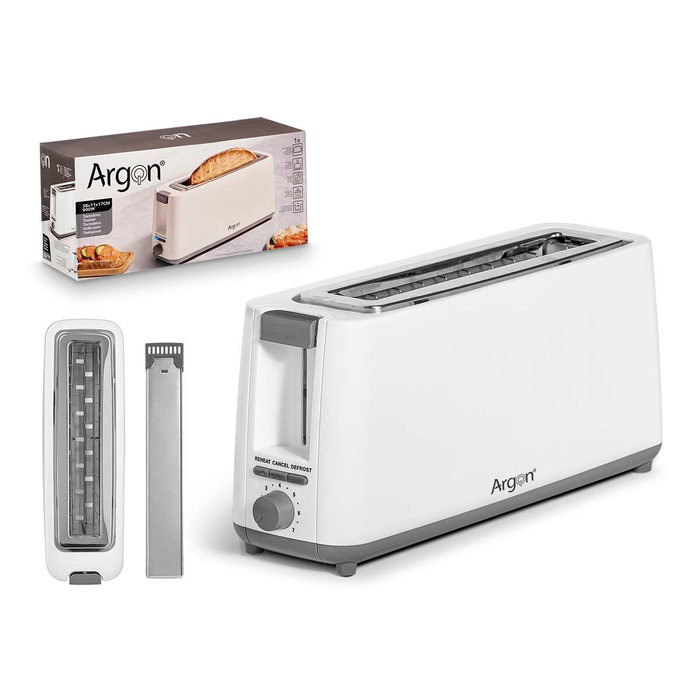 Argon Tostadora Simple Larga Blanco Mate 900W