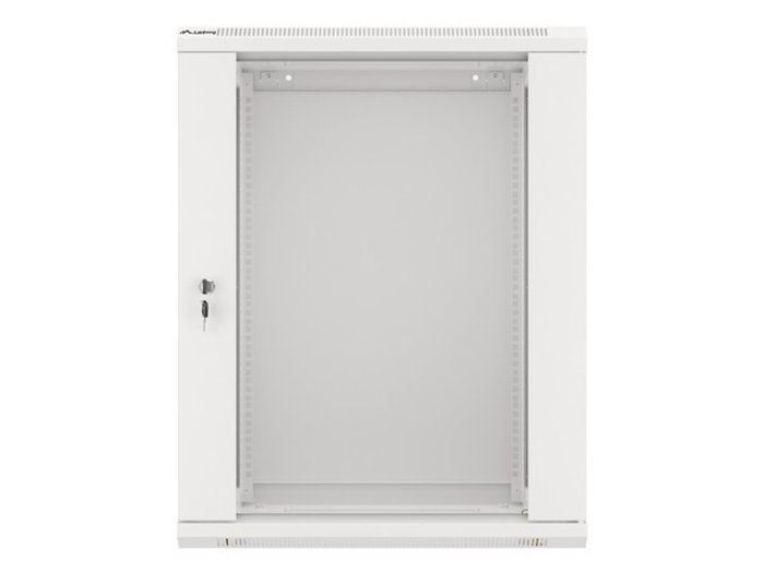 Lanberg - Armario Rack de Pared 19 Pulgadas 6U, 60 kg de Carga, Dimensiones 540x350x370 mm, Color Gris, con Puerta de Cristal y Cerradura para Equipos de Red