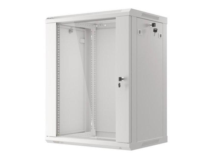 Lanberg - Armario Rack de Pared 19 Pulgadas 6U, 60 kg de Carga, Dimensiones 540x350x370 mm, Color Gris, con Puerta de Cristal y Cerradura para Equipos de Red