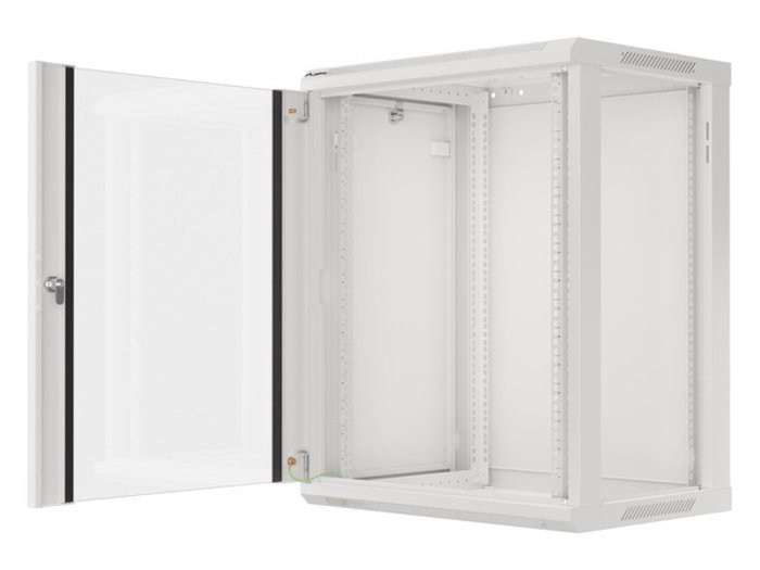 Lanberg - Armario Rack de Pared 19 Pulgadas 6U, 60 kg de Carga, Dimensiones 540x350x370 mm, Color Gris, con Puerta de Cristal y Cerradura para Equipos de Red