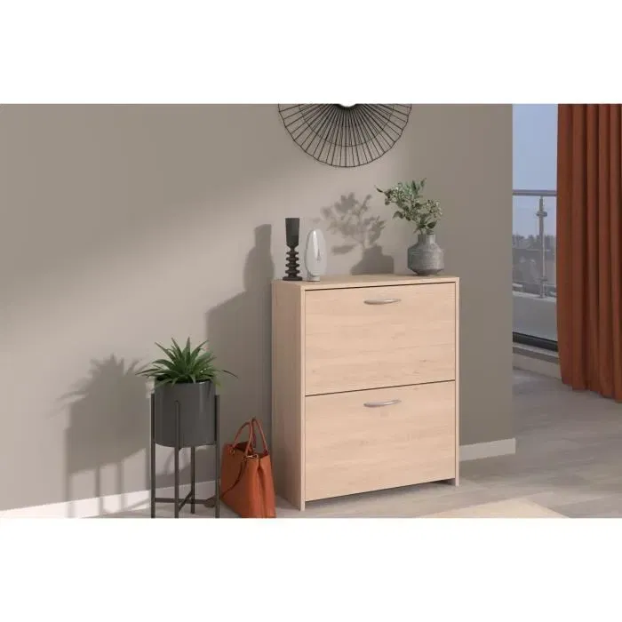 Parisot Zapatero con 2 puertas - Roble - 66,5 x 78,5 x 25,1 - EASYLIFE7901MCHA