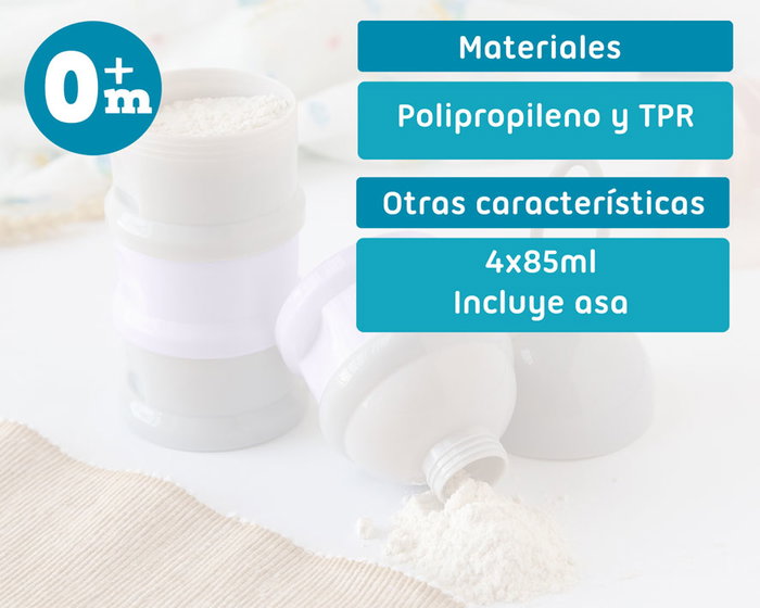 KioKids Dosificador Torre de Leche en Polvo con 4 Compartimentos y Embudo, Lavanda, para +0 Meses