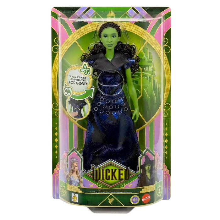Mattel Muñeca Elphaba Thropp Musical Jfm09 Wicked, con canción For Good, +4 años, idiomas inglés, español y más