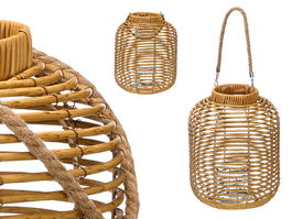 Ibergarden Farol Redondo Alto Grande para Exterior - Farol de Pared de Plástico y Cristal Marrón, Dimensiones 27x35x27 cm (Set de 4)