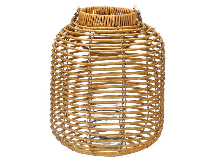 Ibergarden Farol Redondo Alto Grande para Exterior - Farol de Pared de Plástico y Cristal Marrón, Dimensiones 27x35x27 cm (Set de 4)