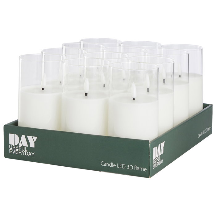 Day Vela Con Llama 3D Con Temporizador Blanca Cálida