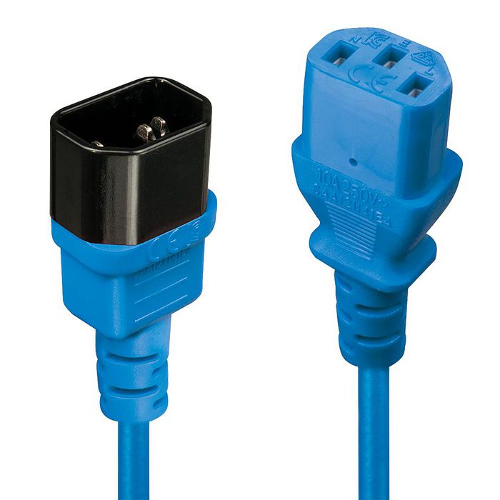 LINDY 30472 Cable de Transmisión Azul 2 m C13 Acoplador a C14 Acoplador