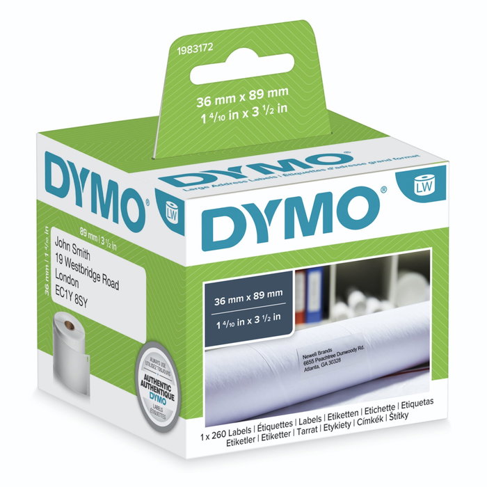Dymo Etiquetas de dirección grandes 89x36mm Blanco