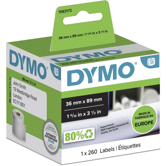 Dymo Etiquetas de Dirección 89x36 mm, 260 unidades
