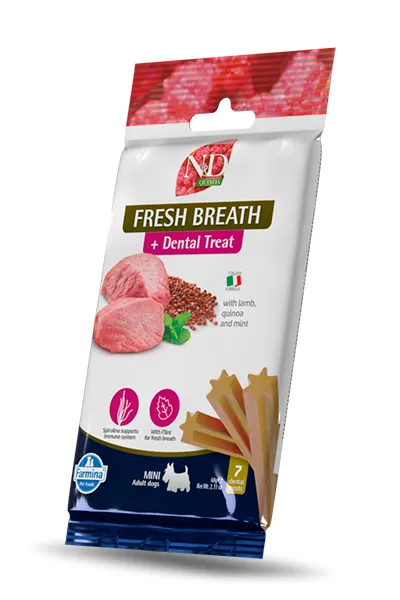 Farmina ND Quinoa Dog Fresh Breathe Adult Mini Cordero Menta 15x60 gr Farmina ND Quinoa Dog Fresh Breathe Adult Mini Cordero Menta 15x60 gr