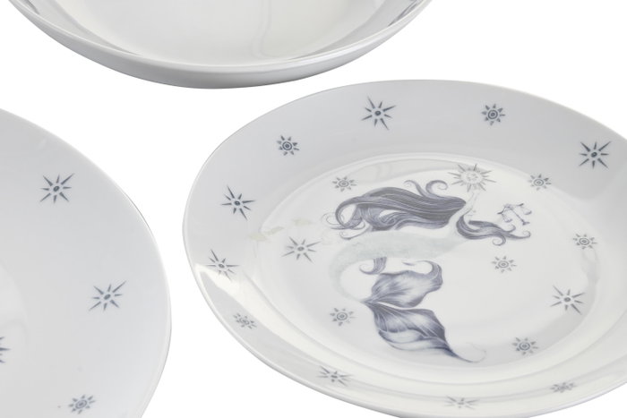 DKD Home Decor Vajilla Stella Maris de 18 Piezas en Porcelana Azul y Blanco