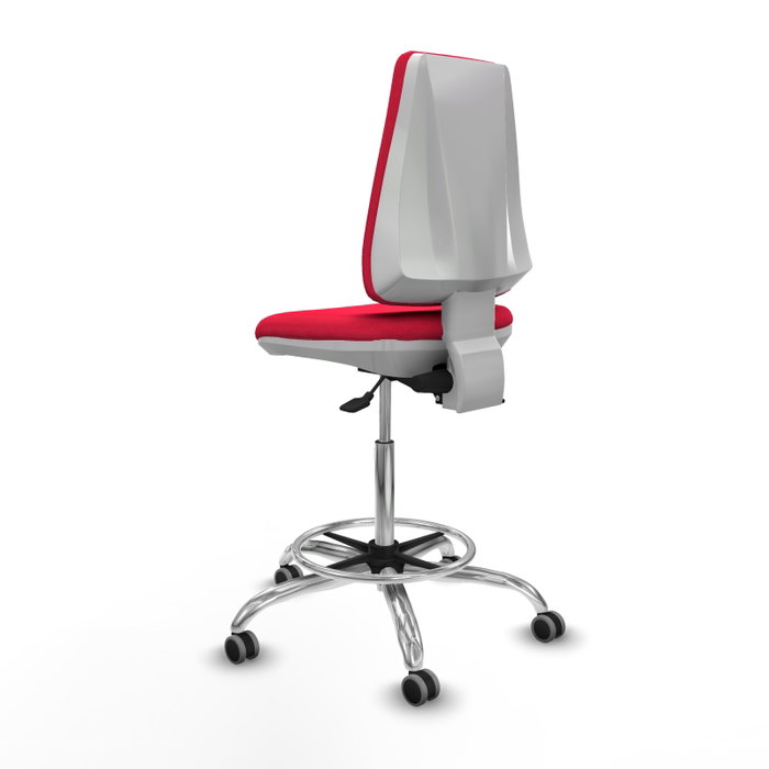 PIQUERAS Y CRESPO Taburete Elche blanco AS con acabado Bali rojo y base cromada