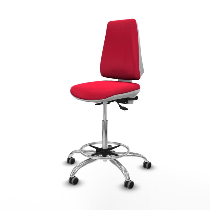 PIQUERAS Y CRESPO Taburete Elche blanco AS con acabado Bali rojo y base cromada