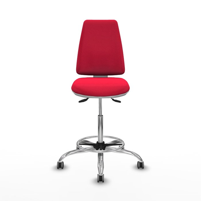 PIQUERAS Y CRESPO Taburete Elche blanco AS con acabado Bali rojo y base cromada
