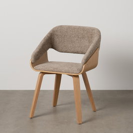Silla Beige-Marrón Tejido-Madera 51 X 55 X 75 cm